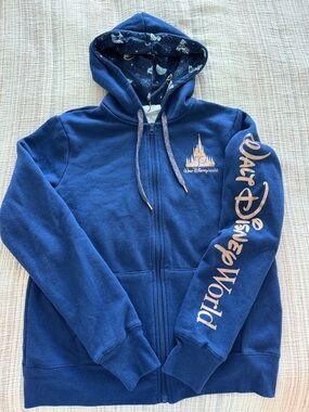 Disney Navy Hoodie with Pink Accents and Copper Trim